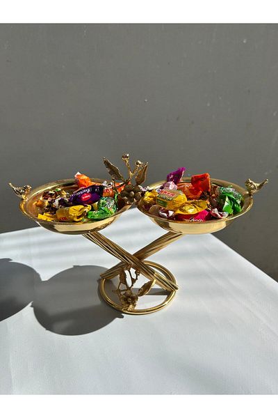 AZADE BAKIR Gold Japanese Rose - Double Sugar Bowl and Snack Bowl