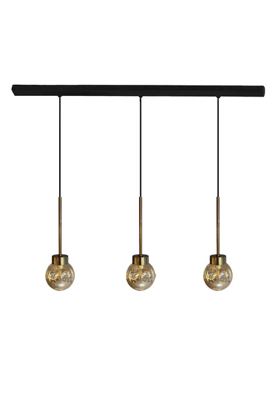 Bamyum Üçlü Petite Bal Rengi Cam Avize İnce Eskitme Başlık Retro Sarkıt Restoran Salon Aydınlatma