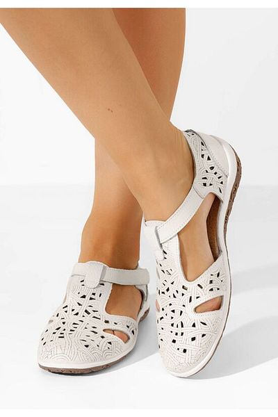 B T Shoes Balerini dama piele Mihely albi