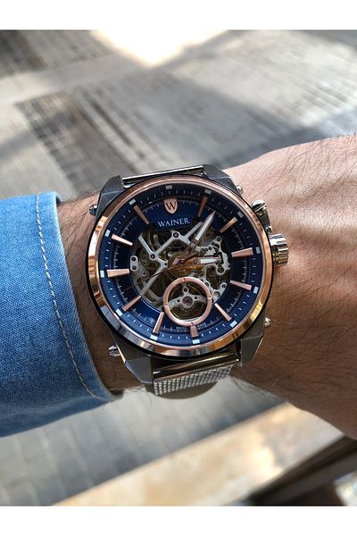 Wainer Automatic Men's Wrist Watch and Automatic Cufflink