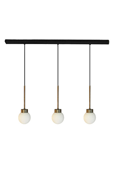 Bamyum Üçlü Petite Beyaz Cam Avize İnce Eskitme Başlık Retro Sarkıt Restoran Salon Aydınlatma