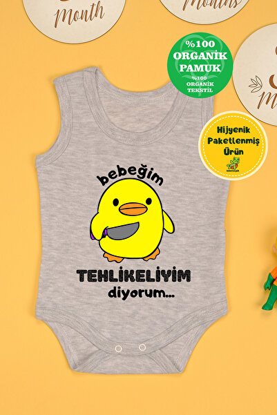bebetospik Cotton I Say I'm Dangerous Printed Snap Bodysuit