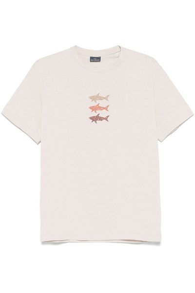 PAUL&SHARK Men's Short Sleeve Crew Neck Three Fish Pattern Beige T-Shirt 25411005 -348
