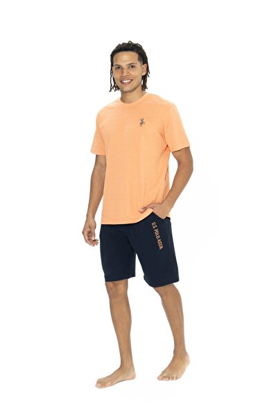 U.S. Polo Assn. 18881 Erkek Turuncu Yarım Kollu Bisiklet Yaka Şort Takım