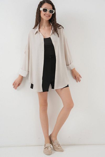 MODAVERA    Striped Oversize Shirt 20295 - Cream