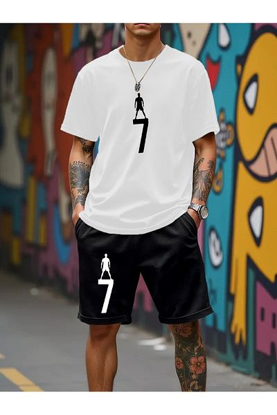PENTHİLUS Unisex Size 7 Printed Shorts and T-Shirt Set