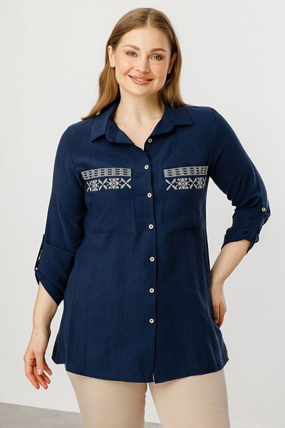 Ekol Pocket Embroidered Blouse with Bag Pocket
