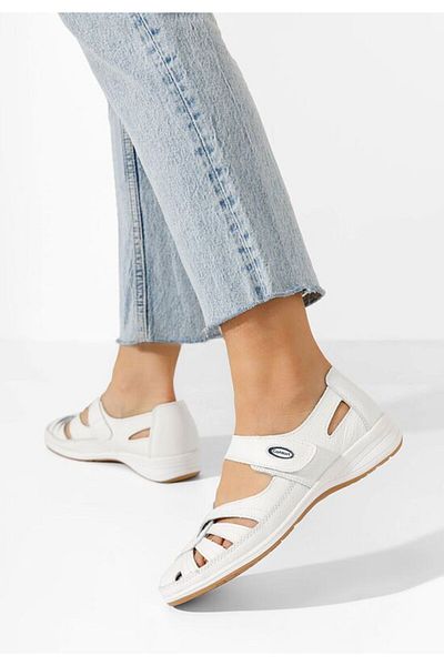 B T Shoes Balerini dama piele albi Parina