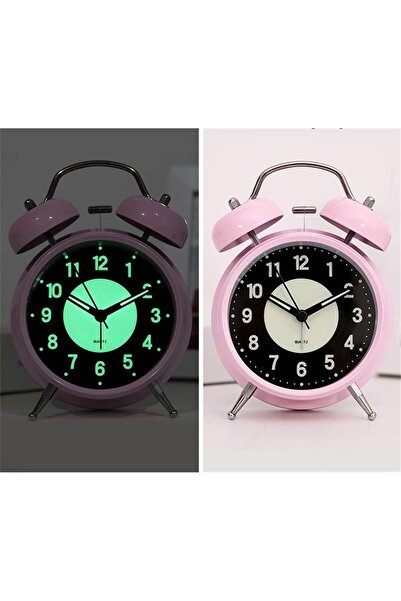 keyfim shop Fosforlu ve Işıklı Çalar Saat Ev Ofis Aksesuar Nostaljik Masa Saa...