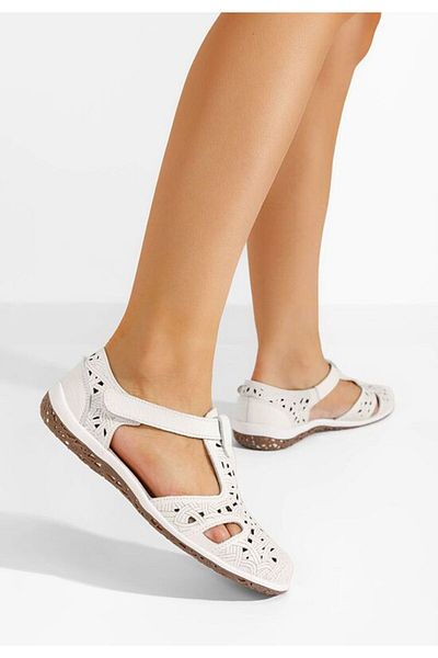B T Shoes Balerini dama piele Mihely albi