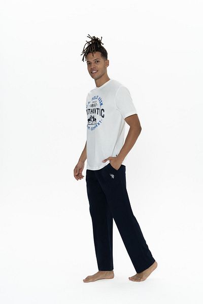 U.S. Polo Assn. U.S. Polo Assn. 18900 Men's Ecru Half Sleeve Round Neck Tube Leg Pajama Set