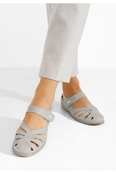 B T Shoes Parina grey strappy ballet flats