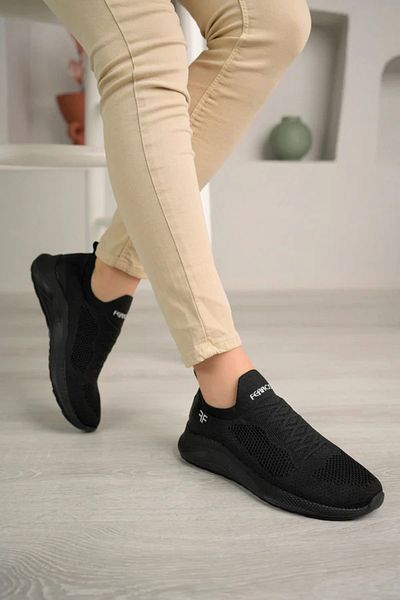 Demashoes Tricotaje fără șireturi de sezon nou Tenis negru Ferrozen