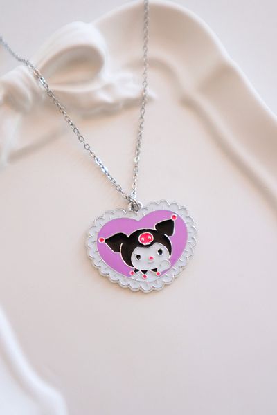 EFBUTİK Silver Color Chain Heart Kuromi Imported Necklace