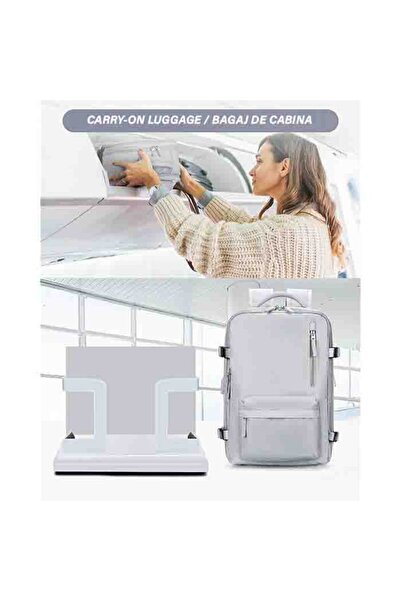 Quasar & Co. Travel backpack, cabin carry-on luggage, trolley attachment, 43x30x20cm, WizzAir/Ryanair, USB, gray