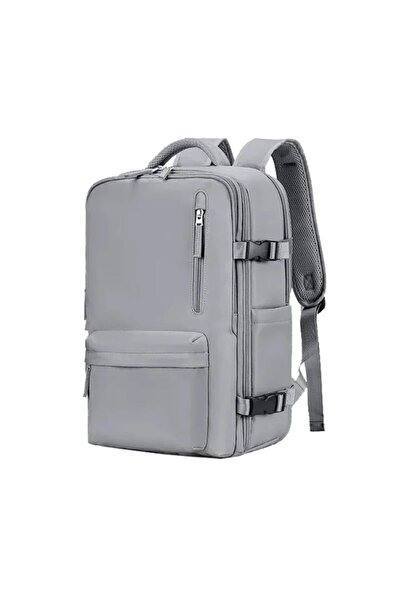 Quasar & Co. Travel backpack, cabin carry-on luggage, trolley attachment, 43x30x20cm, WizzAir/Ryanair, USB, gray