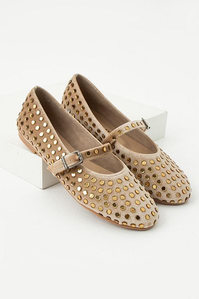 diclepolat Beige Mary Jane Shoes - Women's Baretli Stone Babet