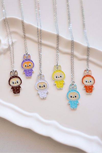 EFBUTİK Silver Color Chain Labubu Imported Necklace