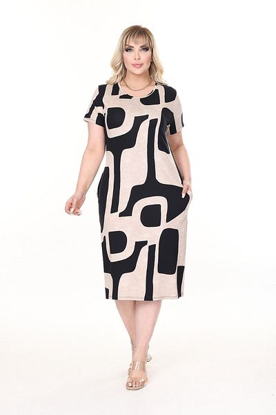modayız Summer Double Pocket Short Sleeve Stretchy Plus Size Dress 28B-2653
