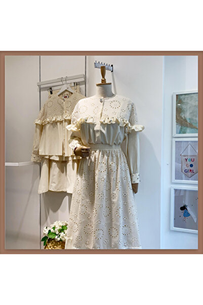 Faya Boutique Set detaliat cu scoici crem brodate cu piatră