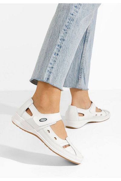 B T Shoes Balerini dama piele Deby albi
