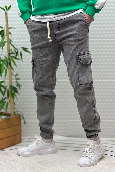 WAFRA Men's Boy Friend - Cargo Pocket and Elastic Waist and Leg Jeans