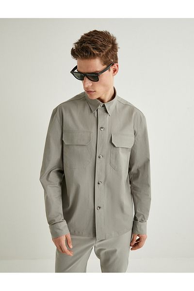 Koton Shirt Jacket - Buttoned Classic Collar with Pocket Detail