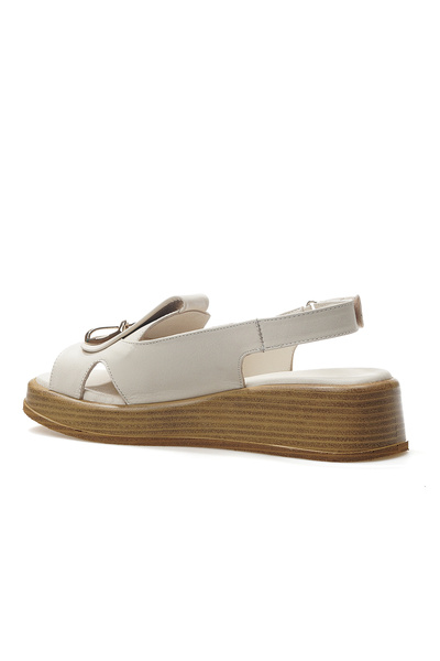 Mammamia Women's Genuine Leather Heeled Daily Sandals 25Y D25Ys-2780 Z Bone