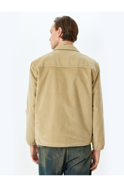 Koton Buttoned Long Sleeve Shirt Collar Corduroy Jacket
