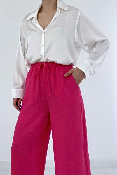 My Reality Fashion Fuchsia Linen Trousers