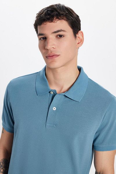 Tudors Ανδρικό T-shirt Slim Fit 100% βαμβακερό Indigo Polo γιακά