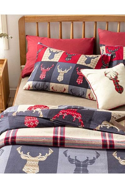 English Home Față de pernă din flanel 100% bumbac Patchy Deers