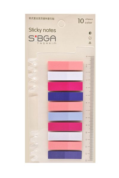 sibga tasarım Transparent Colored Post-It Note Paper - 200 Sheets Bookmark Sticker
