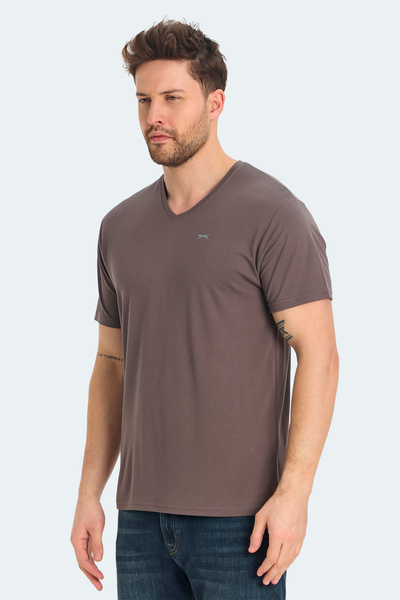 Slazenger Ανδρικό μπλουζάκι KRAKKER με λαιμόκοψη σε σχήμα V σε καφέ χρώμα