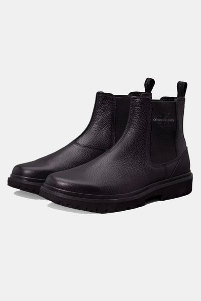 Calvin Klein Men's Black Boots - Comfortable Foamed, Antique Leather Upper, Inner Sole Eva, Outsole