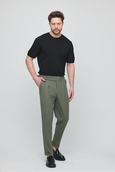 GIENTO Men's Classic Lycra Pleated Double Leg Fabric Pants