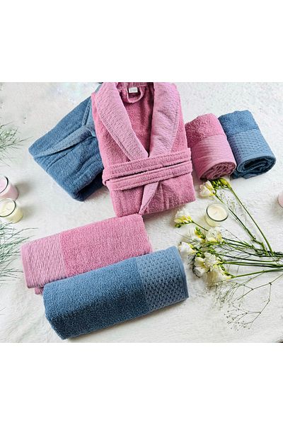 kubbe Wedding Family Bathrobe Set 6 Pieces - Soap