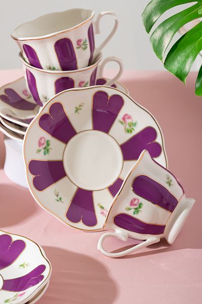 Perotti 16861 Beyoğlu Porcelain Coffee Cup Set - 12 Piece Coffee Set for 6 People 90 ml