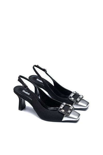 Dedos 8005 Women's Open Back Square Toe Buckle Shoes