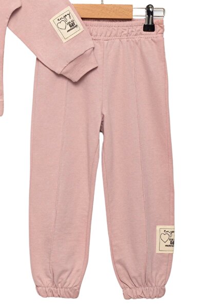 Divonette Girl's 100% Cotton Elastic Detailed Tracksuit Set - Children's Clothing