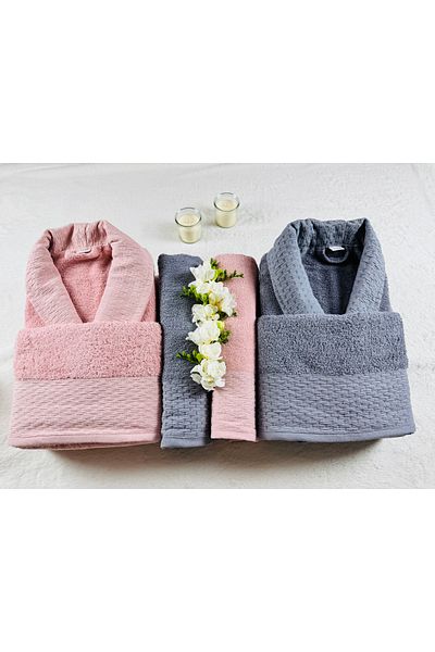 kubbe Wedding Family Bathrobe Set 6 Pieces - Soap