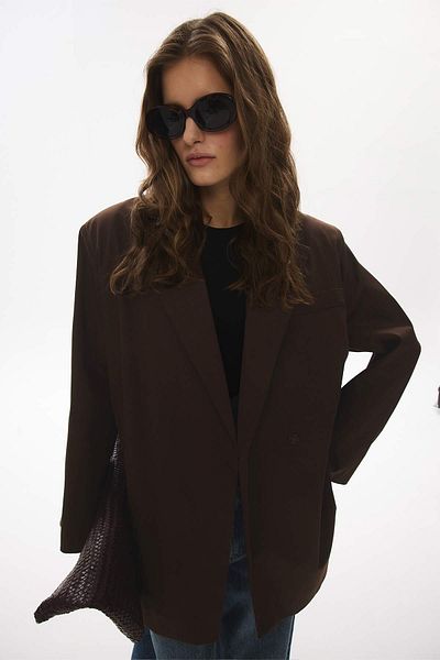 Hooopstore Blazer maro supradimensionat - Stil Yanca Slit