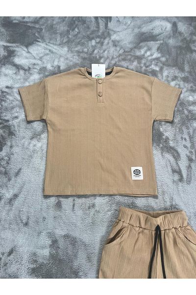 NEWKİDS 5-8 Years Waffle Boys' Shorts Children's Set