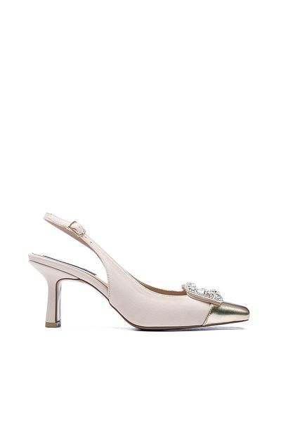 Dedos 8005 Women's Open Back Square Toe Buckle Shoes