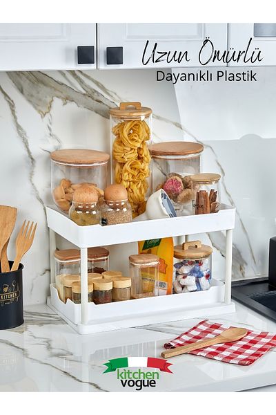 Kitchen Vogue 2-Tier Counter under Sink Sliding Organizer Shelf, Bathroom Cabinet, Kitchen Counter, Makeup Organizer