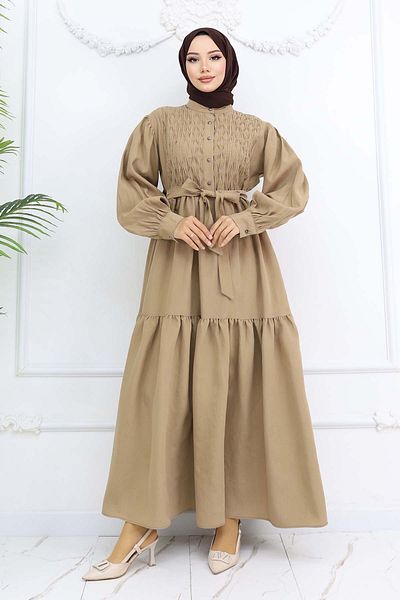 benguen Φόρεμα Hijab με ζώνη Mink 2247