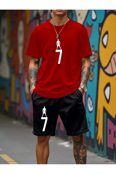 PENTHİLUS Unisex Size 7 Printed Shorts and T-Shirt Set