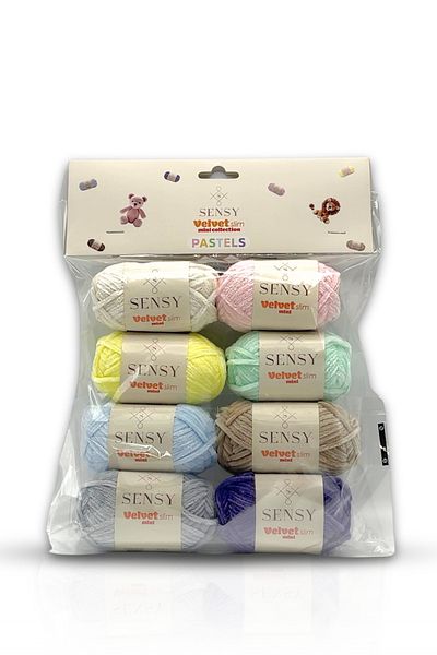 SENSY Velvet Slim Mini Pack Knitting Yarn Velvet Yarn Amigurumi Yarn Set Pastels