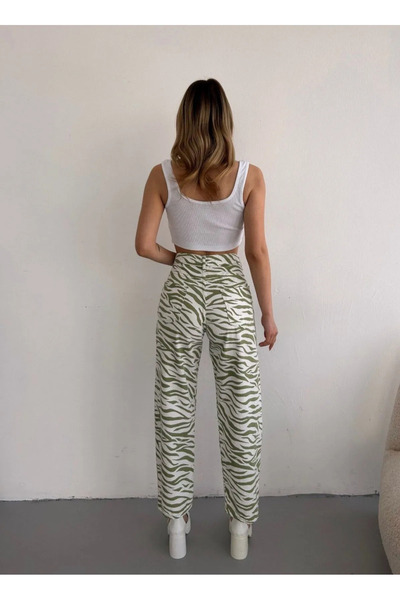 Butik Şenel Zebra desenli gabardin pantolon