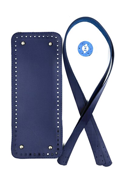 Lady Moss طقم حقيبة محبوكة مستطيلة باللون الأزرق الداكن